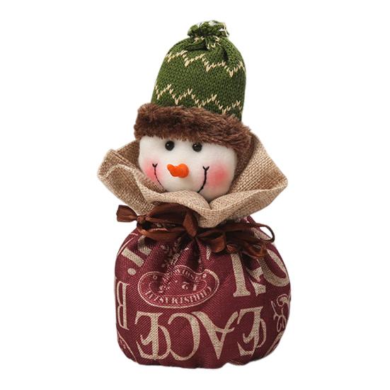 Christmas Drawstring Gift Bag 3D Plush Reindeer Santa Snowman Fruit Sacks Reusable Fabric Candies Goodie Storage Bag for Xmas Party Favors