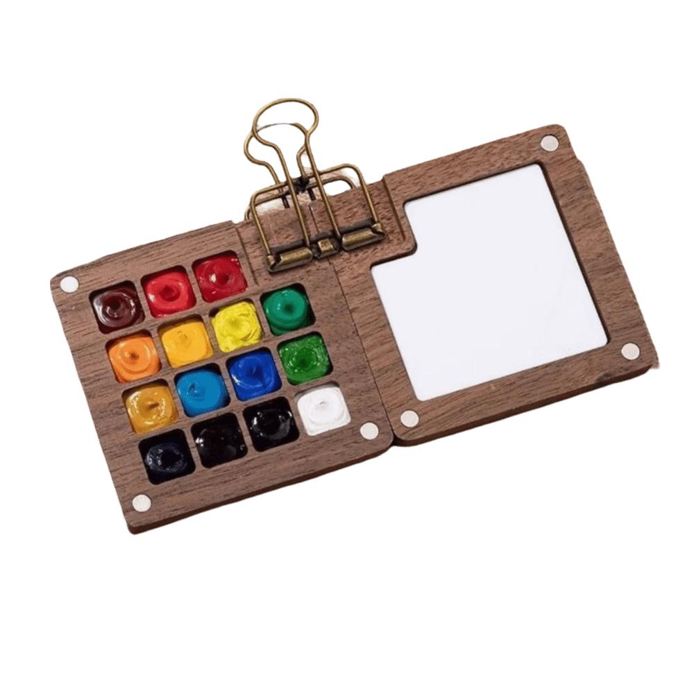 8 Grids Pocket Palette 15 Grids Wooden Watercolor Set New Mini Watercolor Set Outdoor Painting