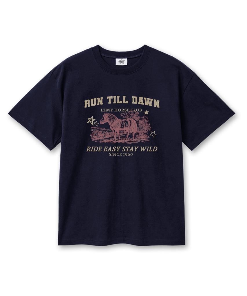 Leijimeli Runtil 20-Count Cotton Oversized Short Sleeve T-Shirt Navy