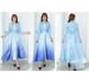 Rochie SCLYX Anna din Frozen, Mâneci Lungi, Albastru Deschis, Cosplay Drăguț cu Anna, Costum Anna pentru Adulți, Damă, Costum de Halloween, Damă, Costum pentru Eveniment #20551