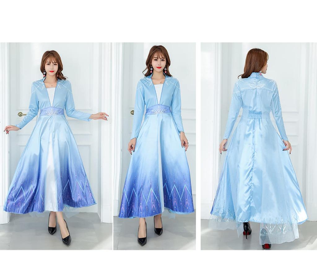 SCLYX Frozen Anna Dress, Long Sleeves, Light Blue, Cute Anna Cosplay, Adult Anna Costume, Women's, Halloween Costume, Women's, Event Costume #20551