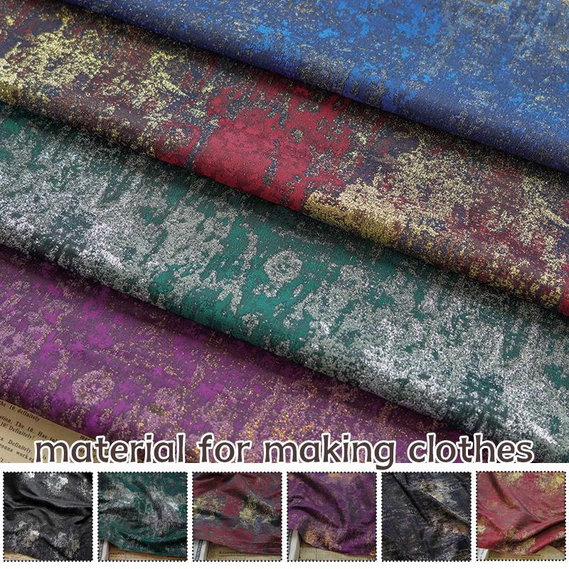 100x170cm Broccato Dorato Raso Astratto Retrò Inchiostro Tessuto Jacquard Per Cucire Abbigliamento Vestito Tenda Materiale per Lavoro a Maglia Fai da Te