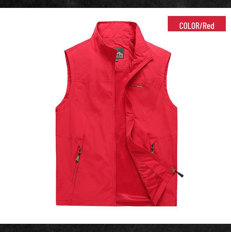 Letní venkovní sportovní vesta: Prodyšný jednobarevný top pro rybaření a cyklistiku s vlastní výšivkou