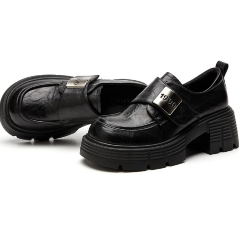 Zhike~ Platform Loafers Women's 2025 New Spring and Autumn British Style Small Leather Shoes One Pedal Ankola Red Shoes