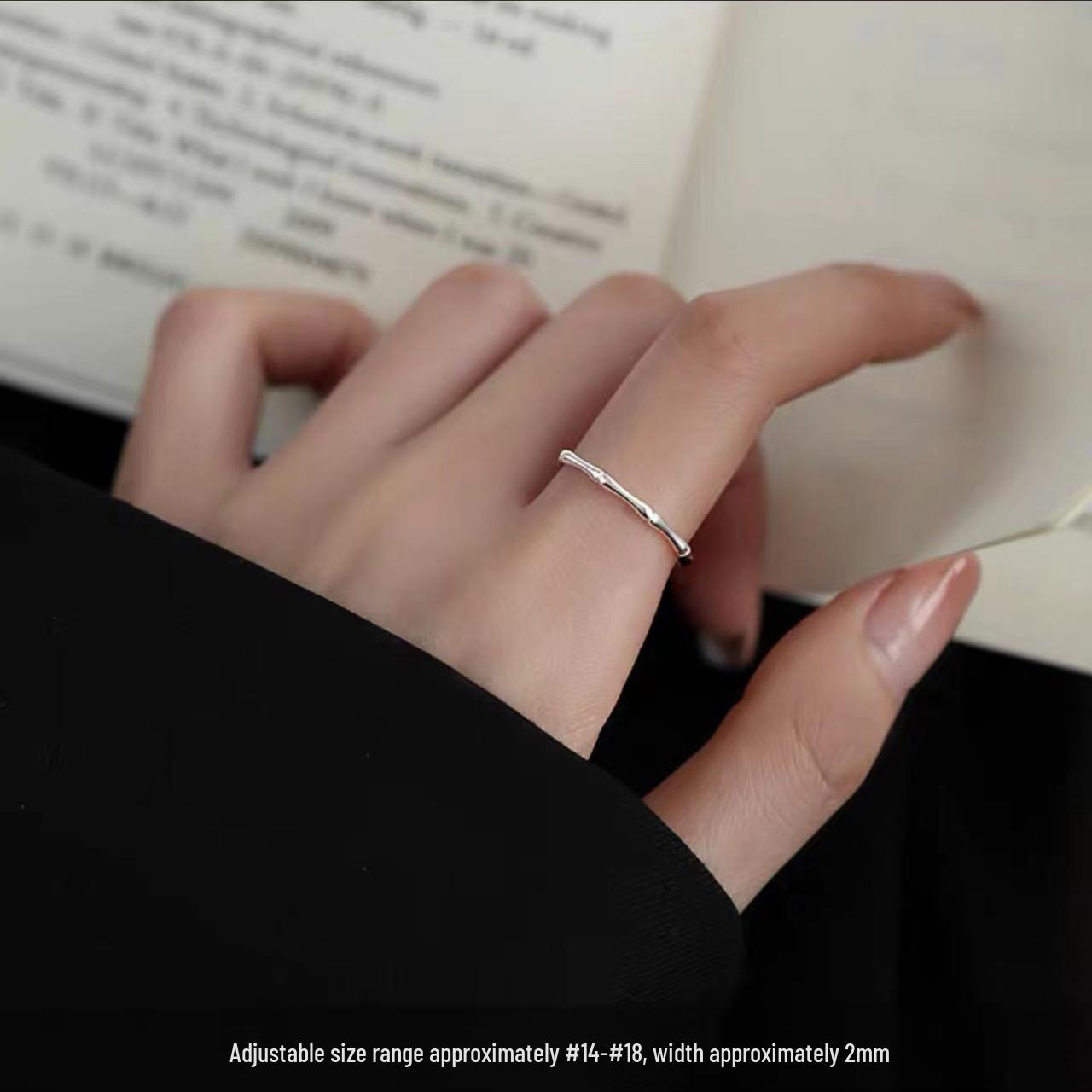 

Женское кольцо из серебра 925 пробы с покрытием, дизайн «Бамбук» - Роскошное кольцо премиум-класса с открытым хвостом для указательного пальца Adjustable Opening