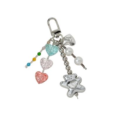 Cute Cartoon Heart Bear Keychain for Keys Bags and Phones Colorful Handbag Accessory Gift for Women Girls
