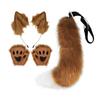 Faux Ears and Tail Set Ear Headband Costume Cosplay Animals Ears and Tail for Mardi Gras Kids Adults Stage Shows Carnival Easter