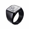 Mens Stamp Ring,Black Stainless Steel Letter Ring Chunky Ring,Rock Punk Jewelry Gift for Him