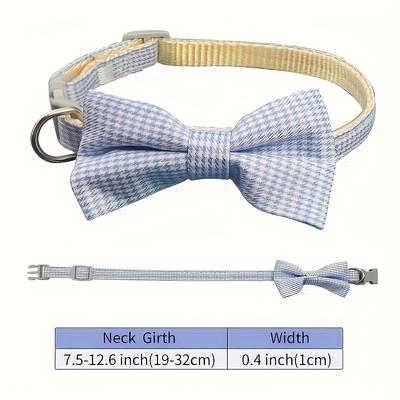 1 Pet Collar with Bow Adjustable Plaid Cat Collar Safety Buckle, Small Dog and Cat Collar Suitable for Holiday and Daily Wear