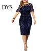 Abito Paillettes Rete Formale Estivo Donna Rete Hip Wrap per Matrimonio