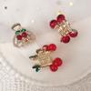 Mini  Red Korean Style Headwear Rhinestone Hairpin Cherry Hair Claw Female Hair Accessories