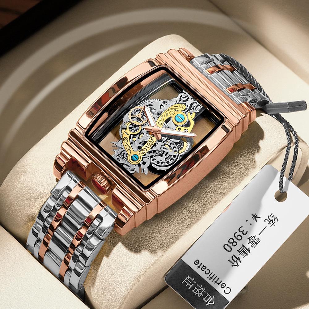 Men's Fashion Tourbillon Genuine Leather Motorcycle Watch - Waterproof & Luminous