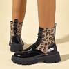 2026 Lace Up Boots Women Leopard Mid Calf Boots Designer Shoes Comfortable Casual Mid Calf Boots Women Shoes for Women
