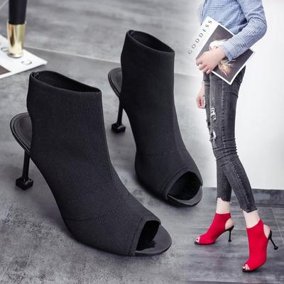 Summer Fashion and Comfortable Breathable Stiletto Knit High Heel Sandals