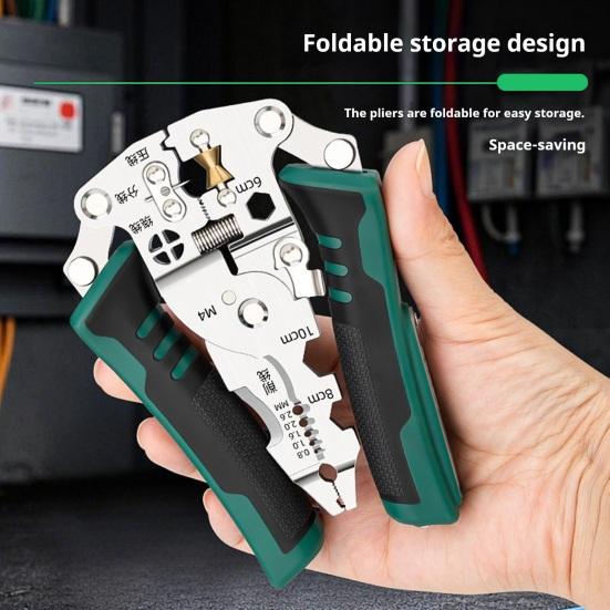 Multi-function Wire Stripper Electricity Tester Folding Wire Stripping Pliers Crimper Cutter Ergonomic Handle Electricians Cable Cutting Pliers