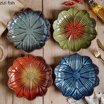 Prato de Jantar de Cerâmica em Forma de Flor Prato de Frutas Tigela de Salada Pratos de Sobremesa Prato Dim Sum Bandeja de Lanches Pratos de Sushi Prato de Sashimi
