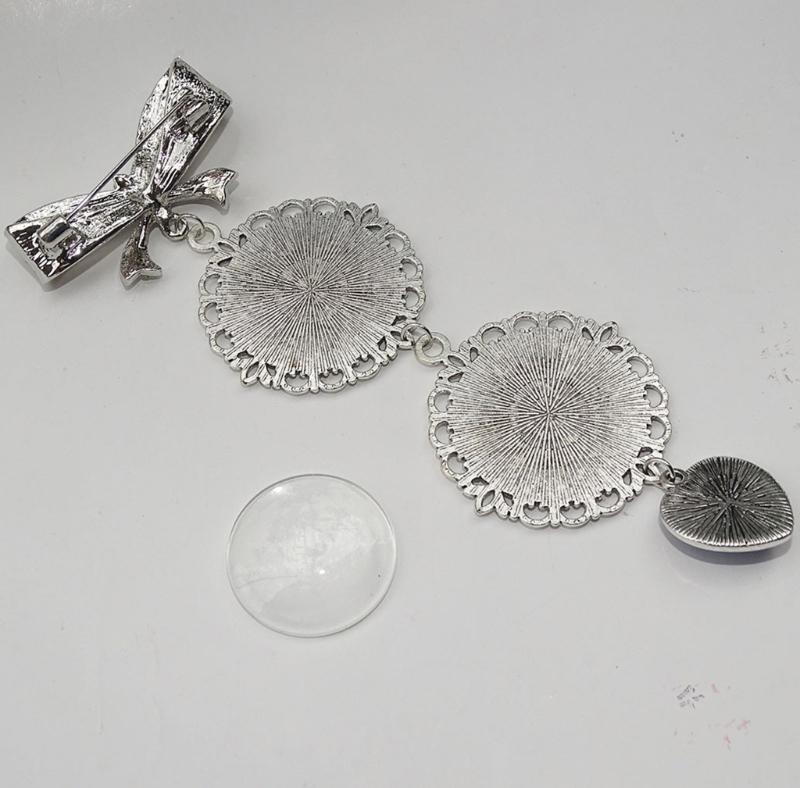 Bridal Bouquet Photo Charm Accessory Unique Photo Holder Charm Pin with Bowknot Accent For Bride's Bouquet And More