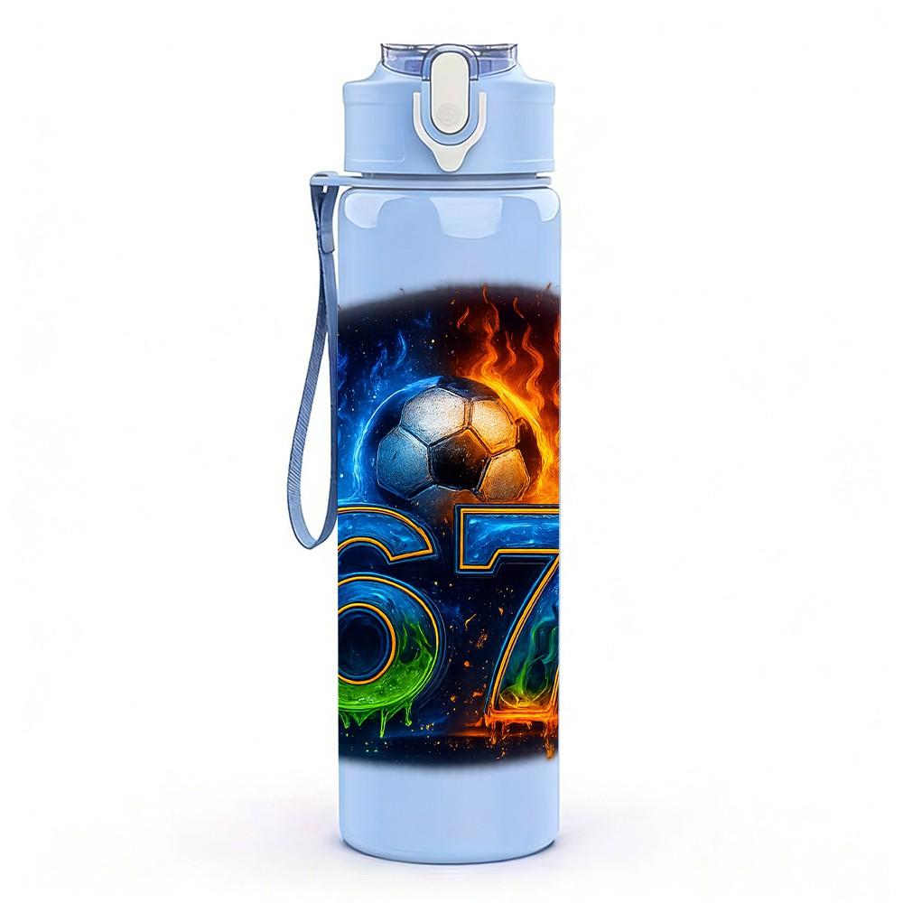1PC Shiny Number Six Seven 750ml Color Plastic Sports Water Bottle Leakproof Flip Straw Lid Suitable for Sports Office Home Use