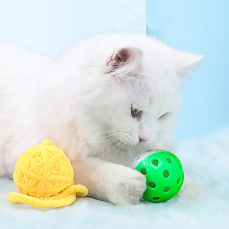 Interactive Sphynx Cat Bell Wool Ball Toy Multicolored Pet Toys for Cats Chinchilla Ragdoll Kitten Garfield mascotas Accessories
