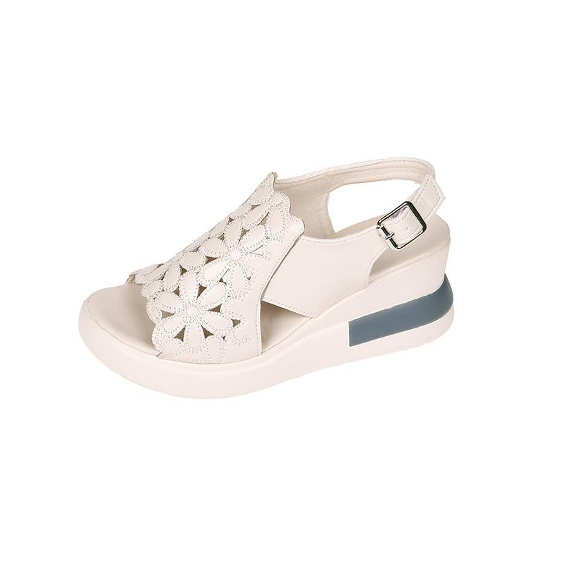 

Женские босоножки-клинья с толстой подошвой и открытым носком, на высоком каблуке, на полой платформе, размер 42 36 бежевый