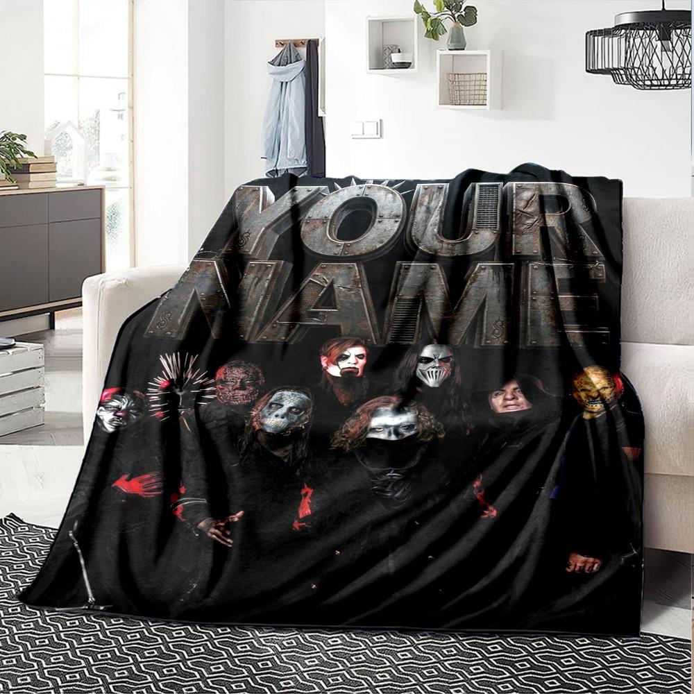 Name Custom Band Slipknot Print Flannel Blanket High Quality Warm Comfortable Cover for All Seasons Perfect for Gifts Home Decor