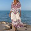 Abiti Da Donna Tunichetta Stampa Vintage Con Cintura Abito Midi Estivo Casual Manica 3/4