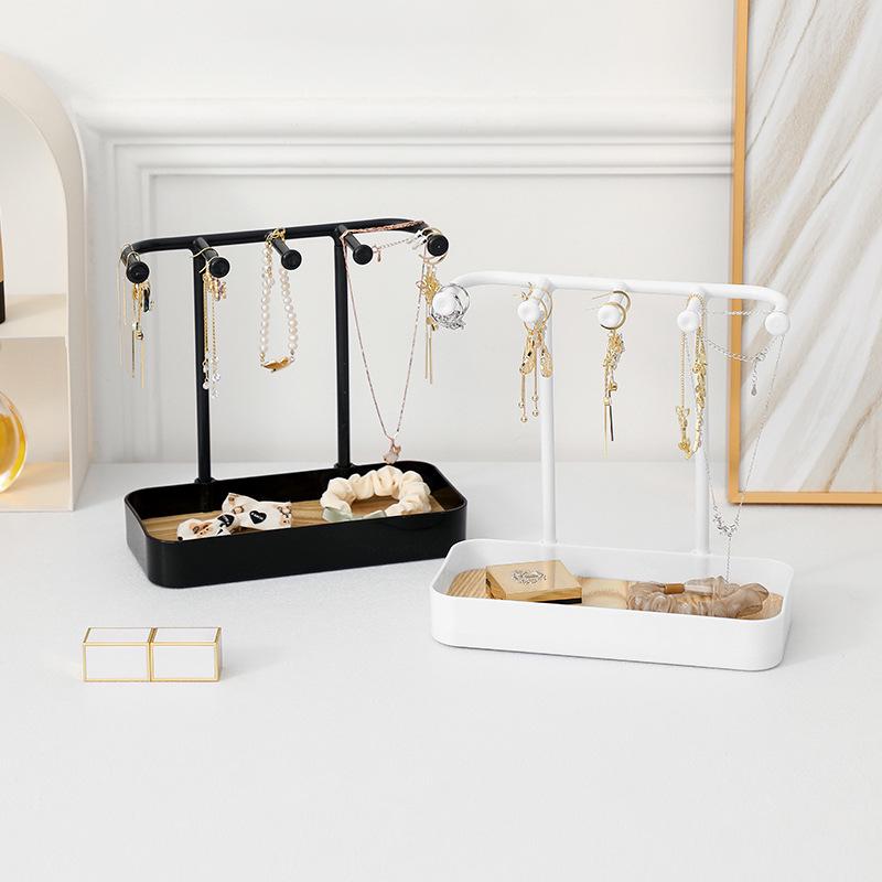 White Multifunctional Jewelry Organizer: Necklace Stand, Ring Box, Earring Holder for Dressing Table