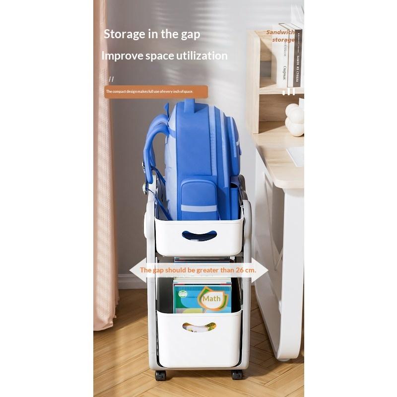 Multifunctional Mobile Bookshelf Cart for Desk Backpack Snack Storage Student Study Organizer Home Dormitory Space Saving Shelf