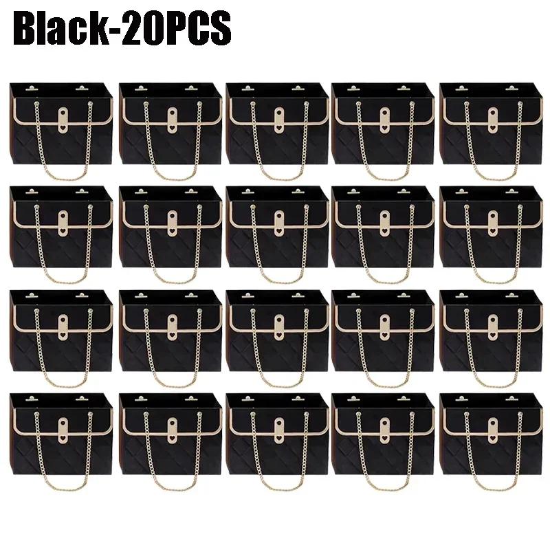 Flower Bags for Bouquets Small Flower Boxes for Arrangements with Metal Chain Cute Purse Paper Gift Box Floral Packing Tote Bags