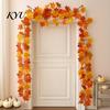 Thanksgiving Home Decor Artificial Fall Maple Leaf Garland, Autumn Foliage Hanging Vine, Harvest Party Decorations Reusable for Fireplace Staircase