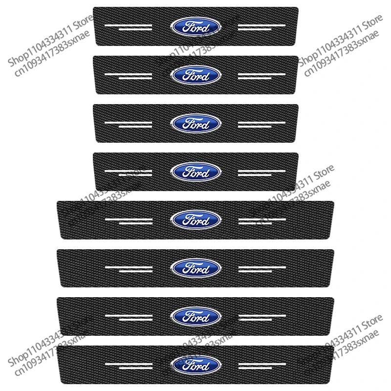 Car Sticker Ford 4Pcs Car Carbon Fiber Door Sill Strip Car Door Sill Protector For Ford Focus 2 3 4 Mondeo Fiesta ecosport Kuga