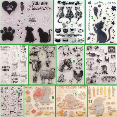 Tampons transparents en Silicone pour sceau, Animal chat chaton, pour bricolage, Scrapbooking, décor d'album Photo, cochon, mouton, cheval, poulet