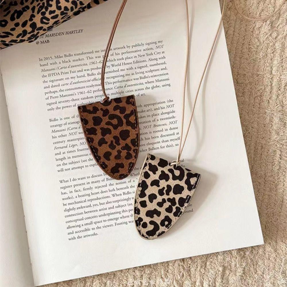 Leopard Print Glasses Storage Necklace Multi-Function Pu Leather Eyeglasses Case Male