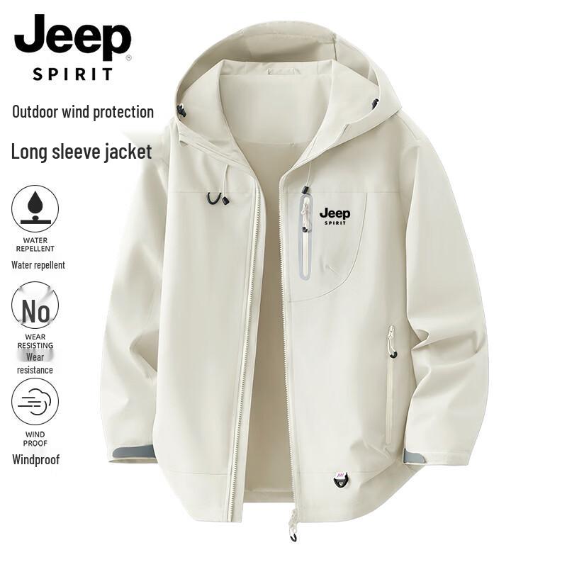 

JEEP SPIRIT Men s Spring Outdoor Windproof Waterproof Hooded Casual Jacket 2XL