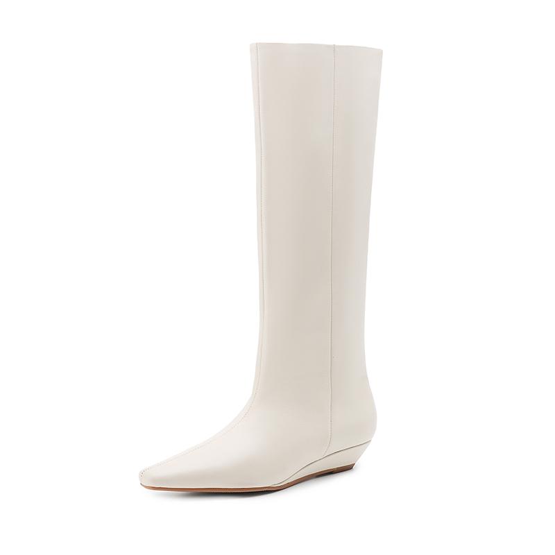 Fashion 2024 New Retro Women Boots Autumn Winter Slip-On Boots for Women Square Toe Basic Shoes Winter Modern Knee-high Boots