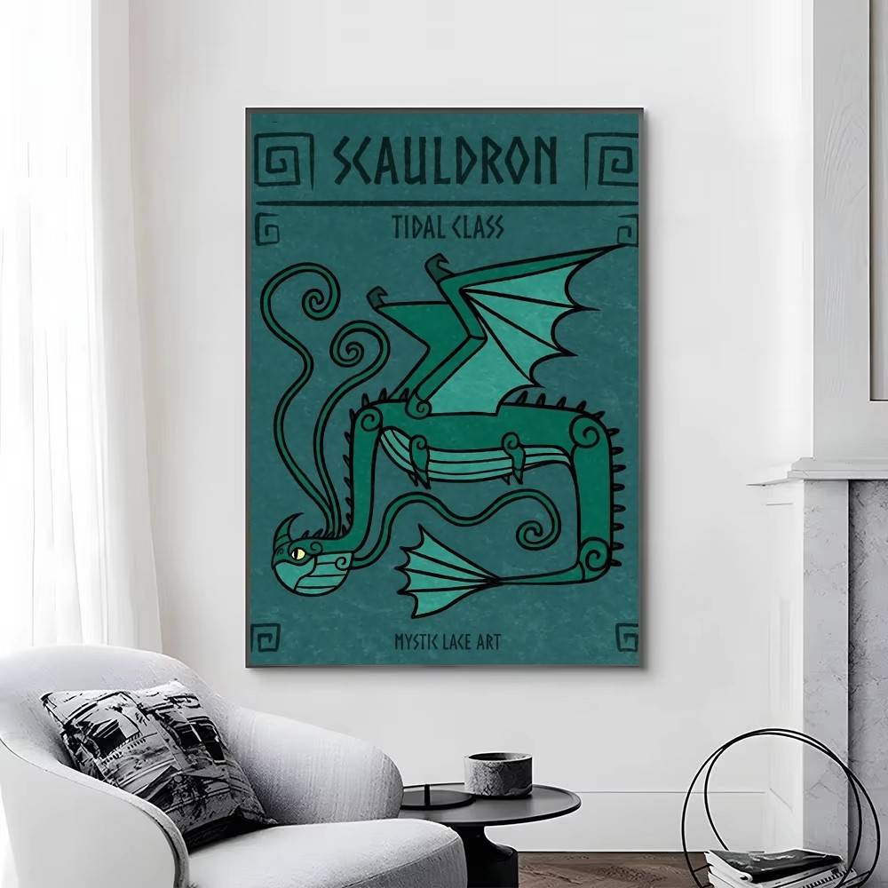 1PC Retro Hookfang Seashocker Toothless Dragon Cards Wall Art For Kitchen Decor, Poster Prints Home Decoration