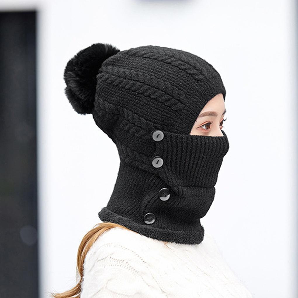 Knit Neck Warmer, Pom Pom Hat, and Integrated Winter Balaclava