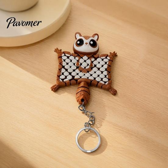 Eichhörnchen Schlüsselanhänger Sammlerstück 3D Gedruckter Fliegender Schlüsselanhänger, Flexibles Fidget Toy mit Gelenkigem Schlüsselring, Tier Rucksackanhänger, Geschenk für Liebhaber Figur