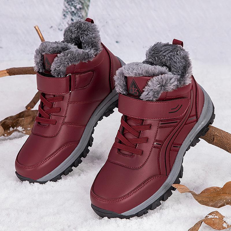 Elderly cotton shoes 2025 new middle-aged and elderly men's and women's velvet thickened warm leather surface waterproof and non-slip mother shoes