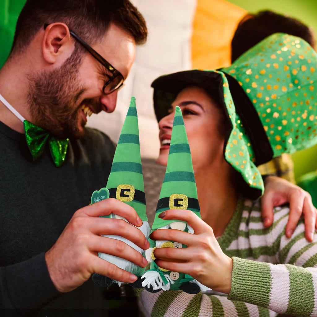 St. Patrick's Day Gnome Decor - 2 Piece Green Knit Gnome Ornaments