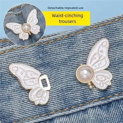 Butterfly Waist Buckle Detachable Buckle Elastic Buckle for Jeans, Cuffs, Collars Multifunctional Detachable Button Without Sewing Waist Button