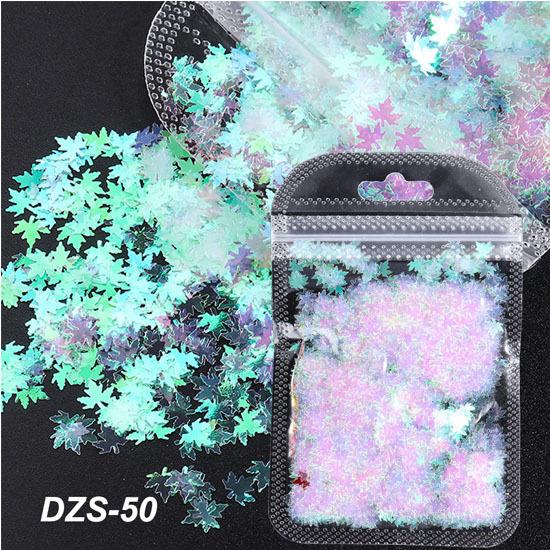 Nail Art Sequins Ins Winter Colorful Gradient Maple Leaf Flakes Trendy Nail Jewelry Bag