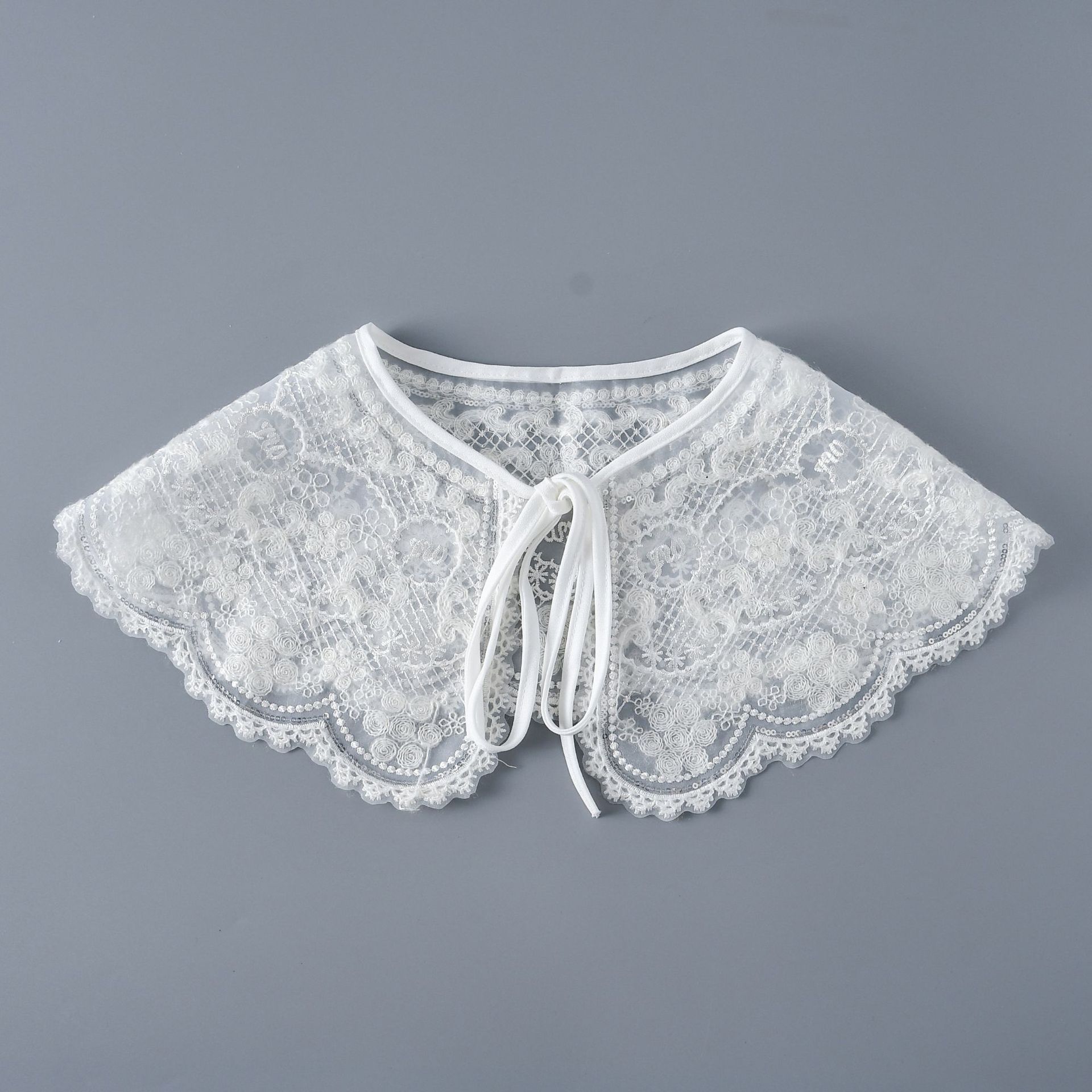 

Женская накидка на плечи, шаль для женской рубашки, ложный воротник с завязками спереди, белый лацкан, блузка со съемным воротником, винтажный женский воротник