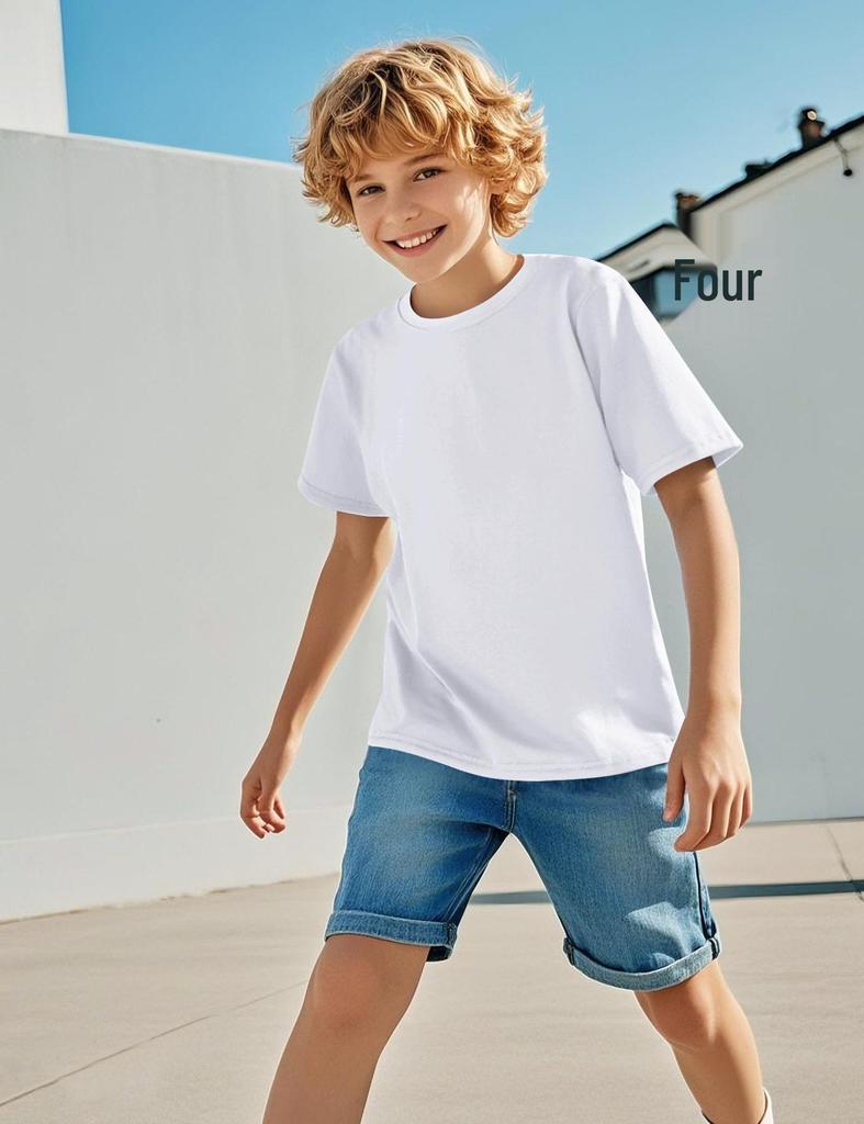 180g Pure Cotton Unisex Parent-Child T-Shirt with Printed Logo - Kids' Short Sleeve Tee