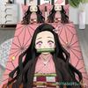 Set Biancheria da Letto Cartone Animato Demon Slayer Copripiumini Anime Giapponese Stampato 3D Piumone Set Biancheria da Letto Biancheria da Letto(NESSUN Foglio)