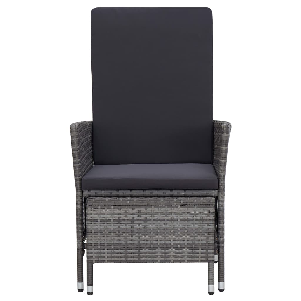 vidaXL 2-tlg. Garten-Lounge-Set mit Kissen Poly Rattan Grau