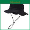 Kids Sun Protection Fisherman Hat With Pull String Design And Solid Color For Summer Outdoor Play