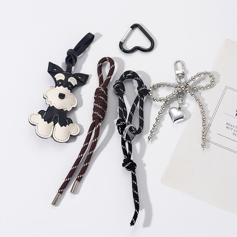 Yogodlns New Cute Puppy Shape Bow Handbag Pendant Fashion Woven Rope Versatile Backpack Pendant Versatile Bag Parts Accessories