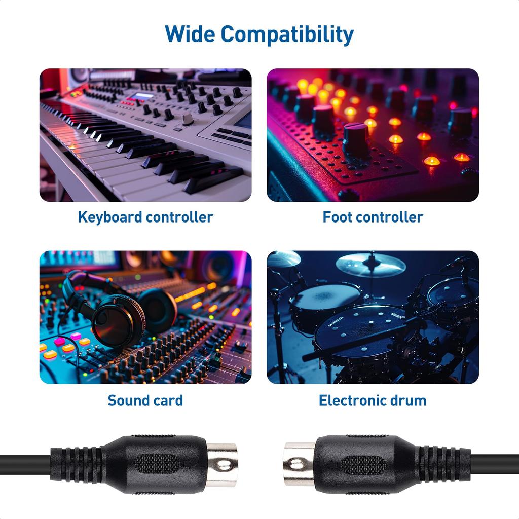 Cable Matters 2 Pack 5 Pin DIN MIDI 5 Pin MIDI Cable Cable, - .9m