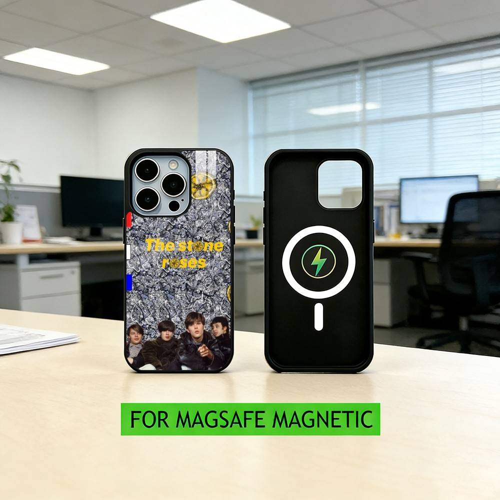 

The S-Stone R-Roses Band Phone Case For iPhone17,16,15,14,13,12,11 Plus,Pro Magnetic with Magsafe Wireless Charging iPhone17Pro